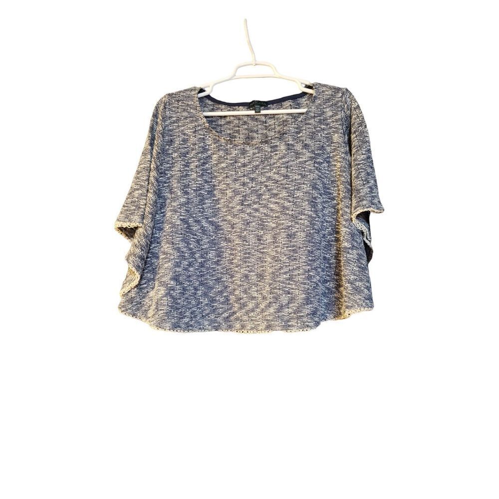 Mascara Womens Knit‎ Sweater Top Size XL Cropped Batwing Sleeves Blue Heather
